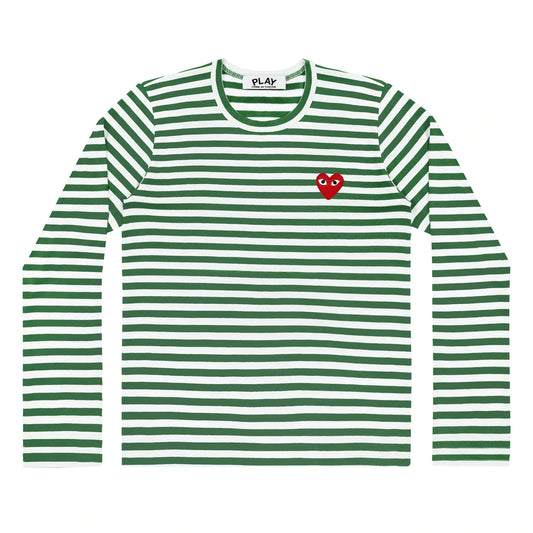 Comme des Garcons PLAY Big Red Heart Striped L/S T-shirt (Women)