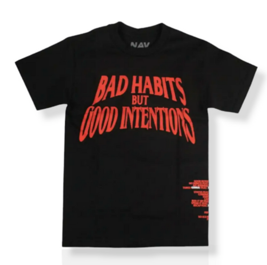 Nav x Vlone Bad Habits / Good Intentions T-shirt (Black)